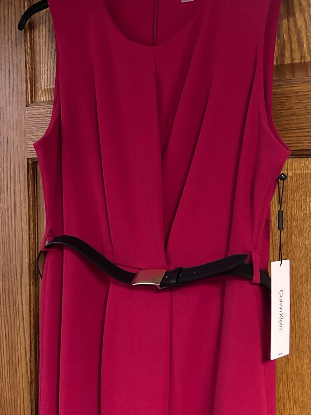 NWT Calvin Klein Sleeveless Red Belted Dress